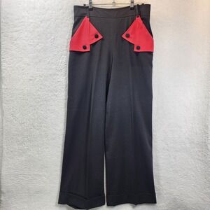 Miss Candyfloss Womens Large Red Black Wide Leg Pants Retro 33x30 Indie Cosplay